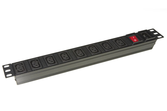 MULTIPRESA ALIMENTAZIONE PER RACK 19" CON 8 PRESE FEMMINA C13 CON PRESA C14 PER CAVO (NON INCLUSO)