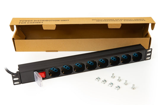 MULTIPRESA DA RACK 19 8" PRESE UNIVERSALI CON INTERRUTTORE SPINA C14