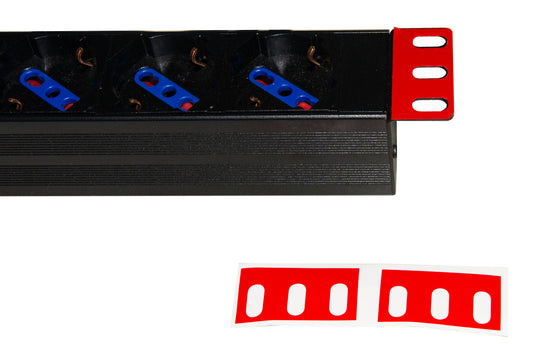 CONFEZIONE 5 COPPIE ETICHETTE ROSSE PER SUPPORTI LATERALI 19" MULTIPRESE RACK