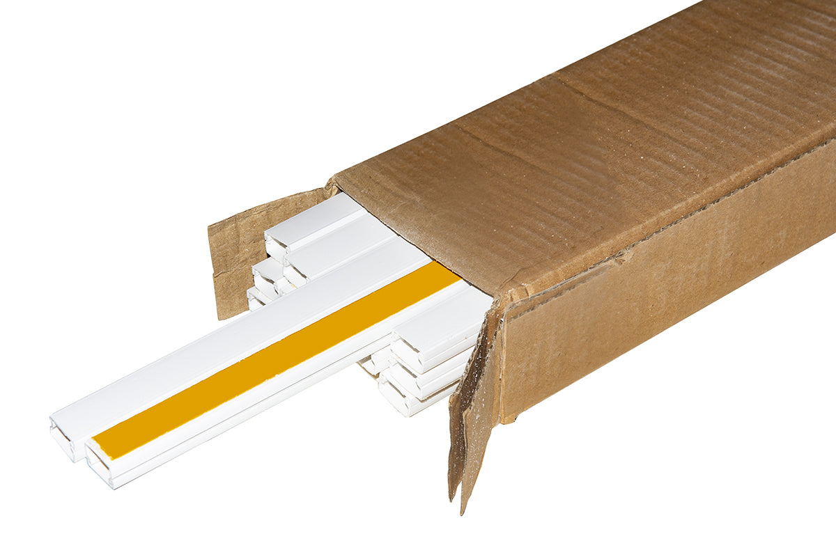 CONFEZIONE 20 CANALINE PASSACAVI ADESIVE IN PVC MT 1 MM 20x10 MT 1 CON COPERCHIO SCORREVOLE BIANCO (20 MT IN TOTALE)