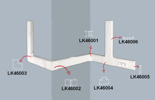 CANALINA PASSACAVI DA MURO MM 46x18 LUNGHEZZA MT 2 BIANCO CON COPERCHIO SCORREVOLE