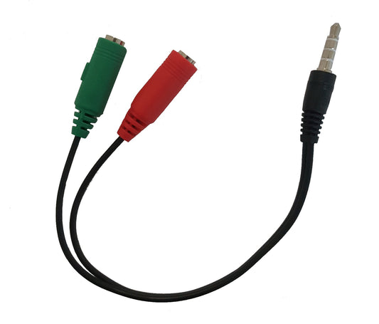 SDOPPIATORE AUDIO PER CUFFIE E MICROFONO CON DOPPIO CONNETTORE AUDIO 3,5MM SU SINGOLO CONNETTORE  AUDIO 3,5MM SMARTPHONE - 1 MASCHIO 3,5MM / 2 FEMMINE 3,5MM