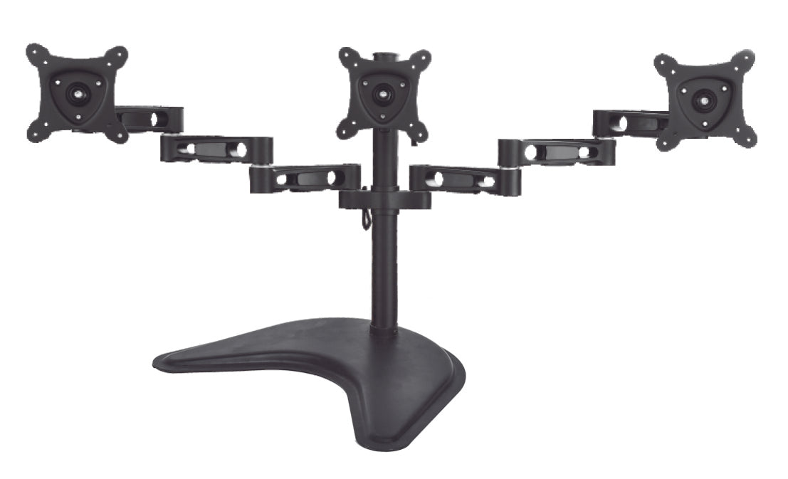 BRACCIO DA TAVOLO CON BASE PER TRE VIDEO FINO A 15 KG DA 13 A 21" FINO A VESA 100X100