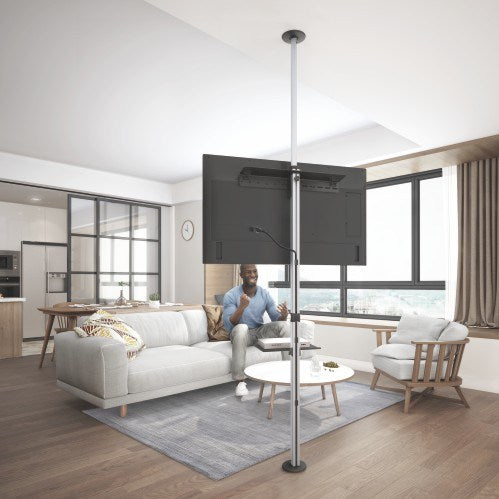 ASTA SUPPORTO PER TV PAVIMENTO-SOFFITTO PER MONITOR 37-70" CON RIPIANO