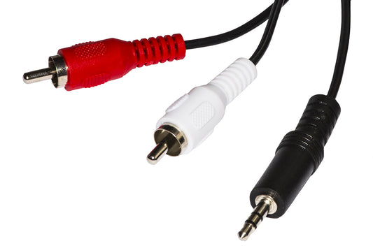 CAVO STEREO CON 1 CONNETTORE 3,5 MM. - 2 CONNETTORI CINCH (RCA) MASCHIO MT. 1,80