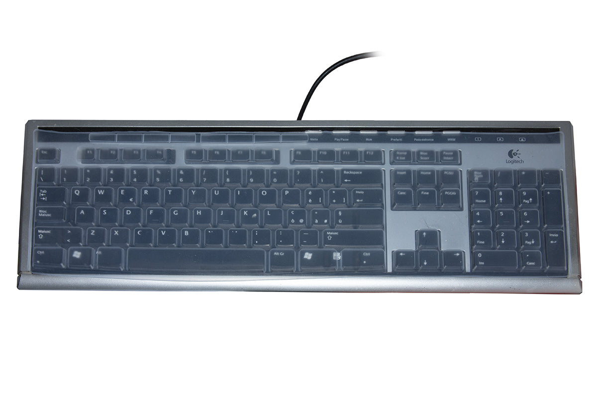 COPRITASTIERA 105 TASTI LAVABILE TRASPARENTE IN SILICONE PER TASTIERA 105 TASTI