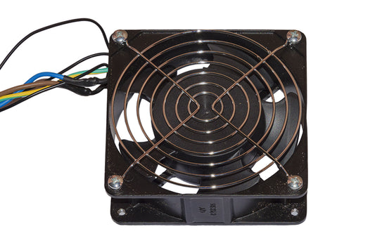 VENTOLA 120x120X38 220 VOLT COLORE NERO CON CAVO MT 2 SPINA ITALIANA CON GRIGLIA
