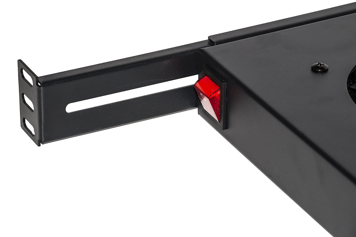 RIPIANO PER ARMADI RACK 19" CON 4 VENTOLE NERO 4 AGGANCI 483x330x44mm CON TERMOSTATO