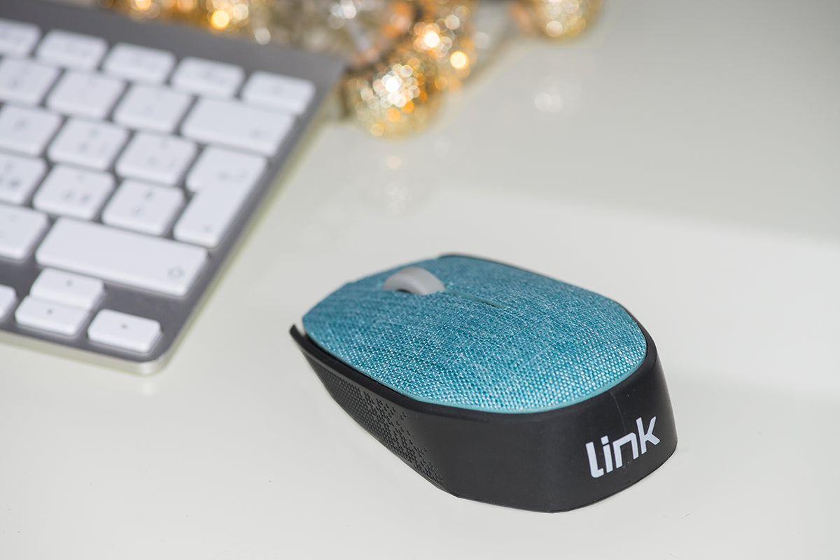 MOUSE WIRELESS IN TESSUTO COLORE AZZURRO CON RICEVITORE USB 1000 DPI