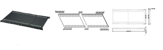 RIPIANO ALLUNGABILE DA 560 A1023 MM PER ARMADI RACK 19" FINO A 1000 MM COLORE GRIGIO CHIARO