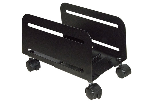 CARRELLINO REGOLABILE DA CM 11.9 A CM 20.9 PER PC O DISTRUGGIDOCUMENTI COLORE NERO IN METALLO CON RUOTE