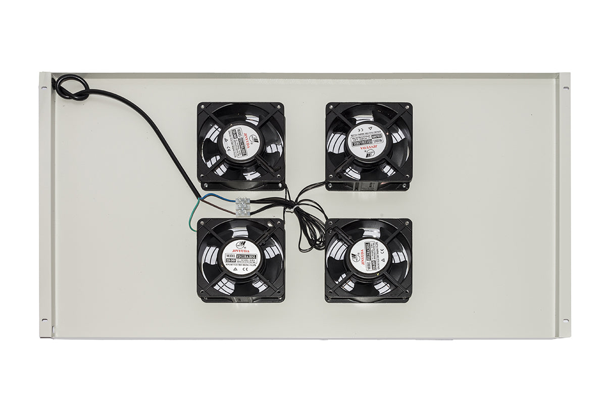 MODULO 4 VENTOLE A SOFFITTO COLORE GRIGIO CON TERMOSTATO PER ARMADI 22/42U PROFONDI 800-1000 LINK