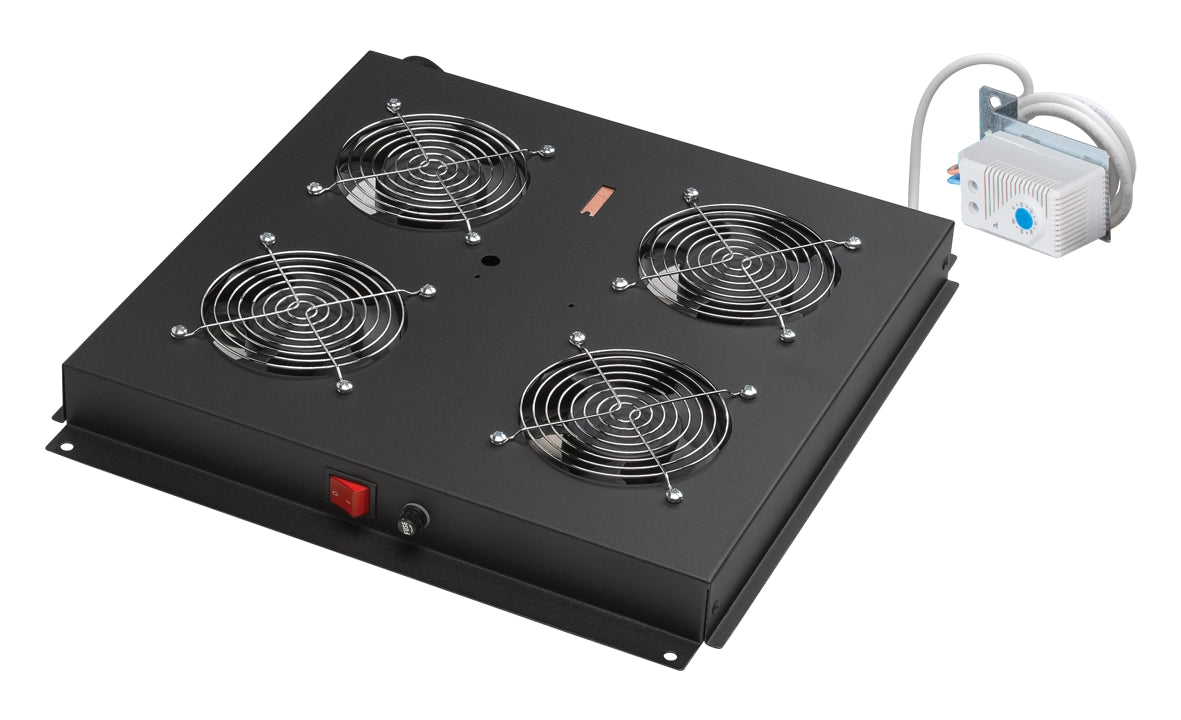 GRUPPO 4 VENTOLE CON TERMOSTATO PER ARMADI RACK LINK EAVI NERO