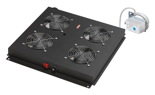 GRUPPO 4 VENTOLE CON TERMOSTATO PER ARMADI RACK LINK EAVI NERO
