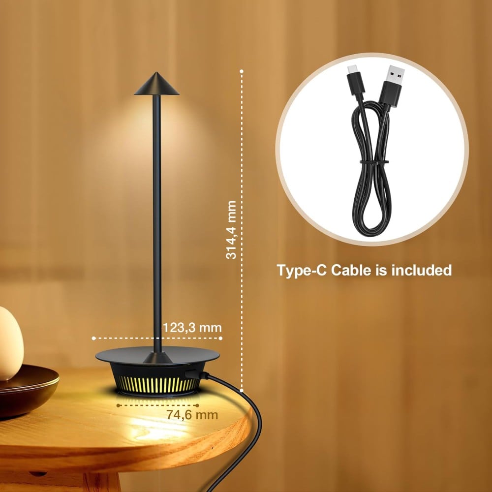 Lampada LED Multicolore da Tavolo Dimmerabile Batteria Ricaricabile Alimentazione USB-C™