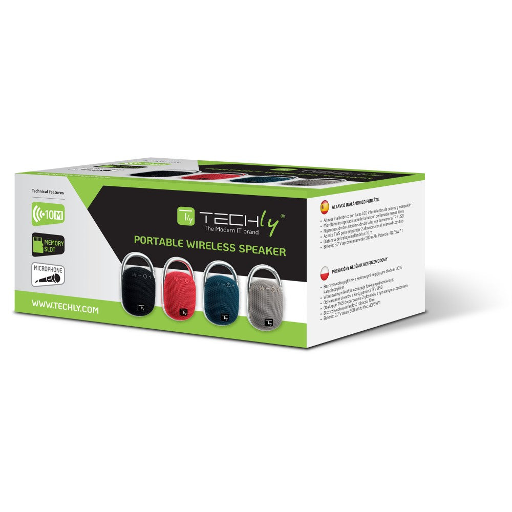 Mini Altoparlante Wireless BT V5.3 Speaker Luce LED Vivavoce TF USB Grigio