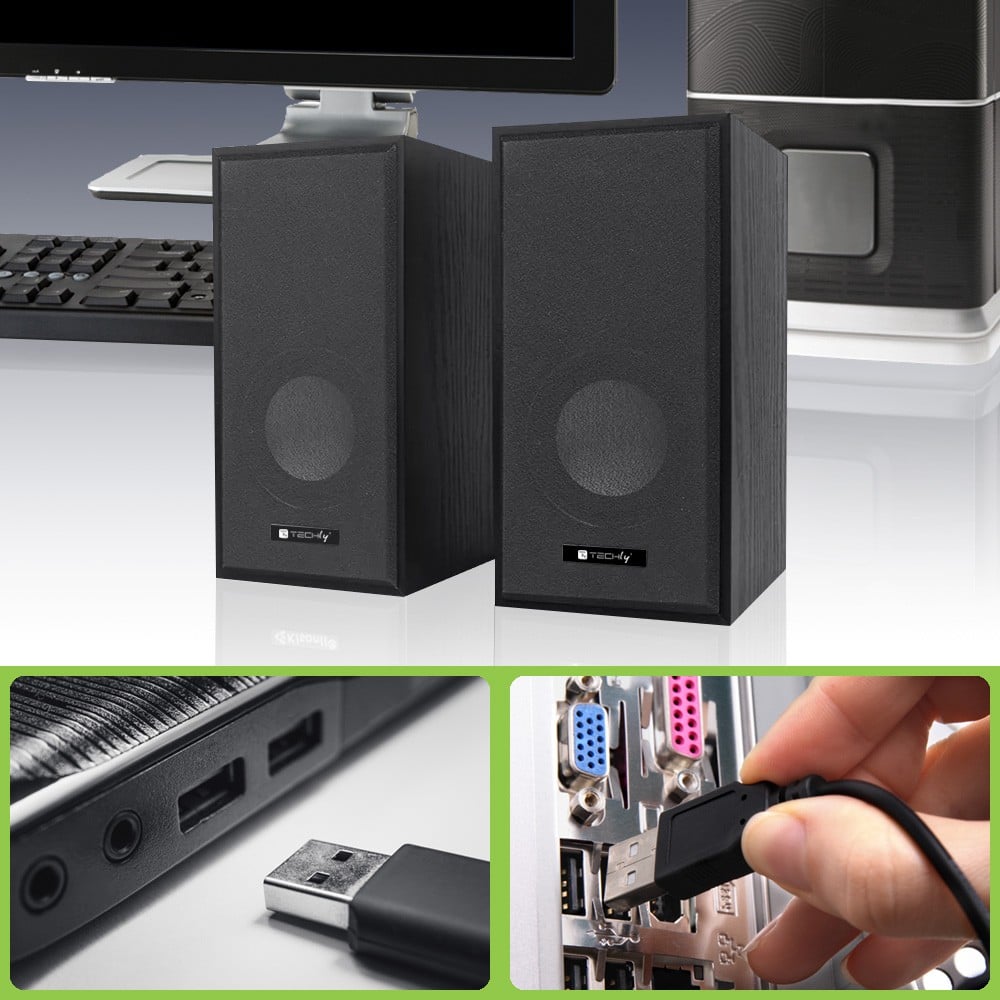 Set Altoparlanti in Legno per Notebook e PC USB2.0 e Jack 3,5mm