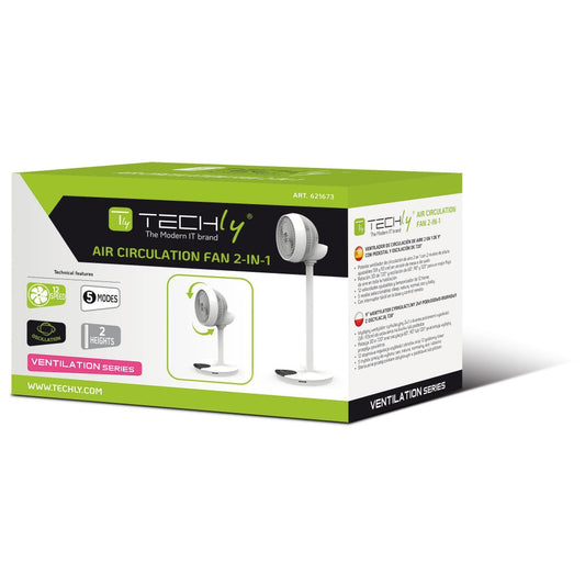 Ventilatore 9'' 2 in 1 con Piantana a 2 Altezze 12 Velocità con Telecomando Oscillazione a 720° e Timer