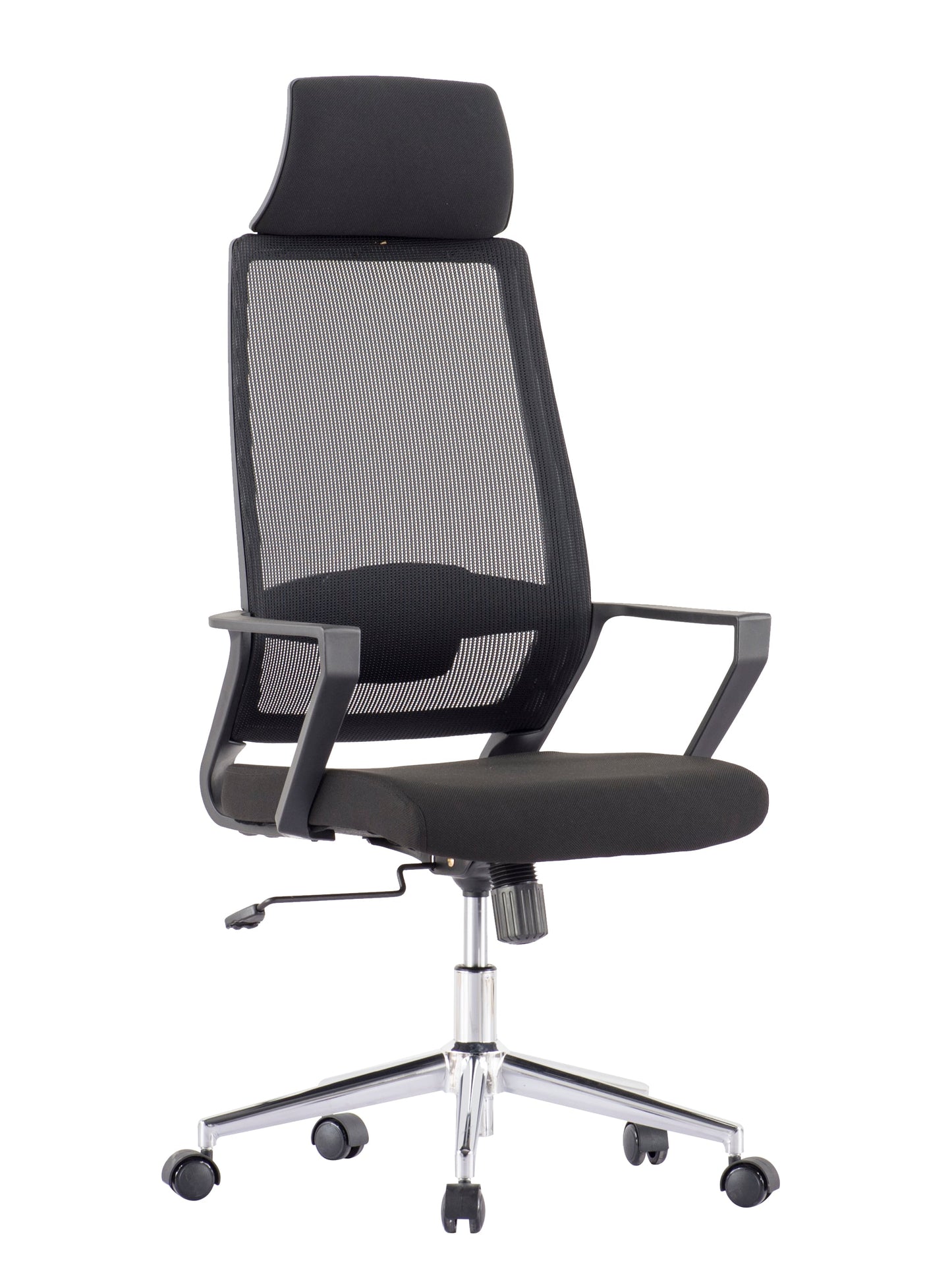 Sedia per Ufficio con Schienale Alto e Base Cromata Nero