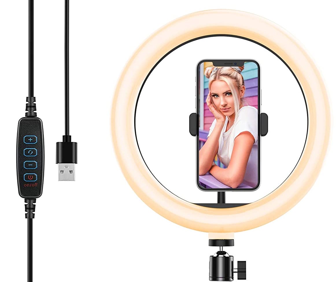 Luce LED Anello 20cm per 1/4'' Regolazione Luminosità Stand Smartphone