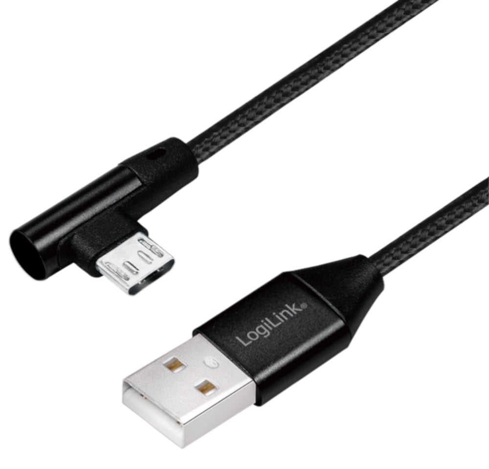 Cavo USB Micro-B Maschio Angolato/USB-A Maschio Dritto 1m Nero