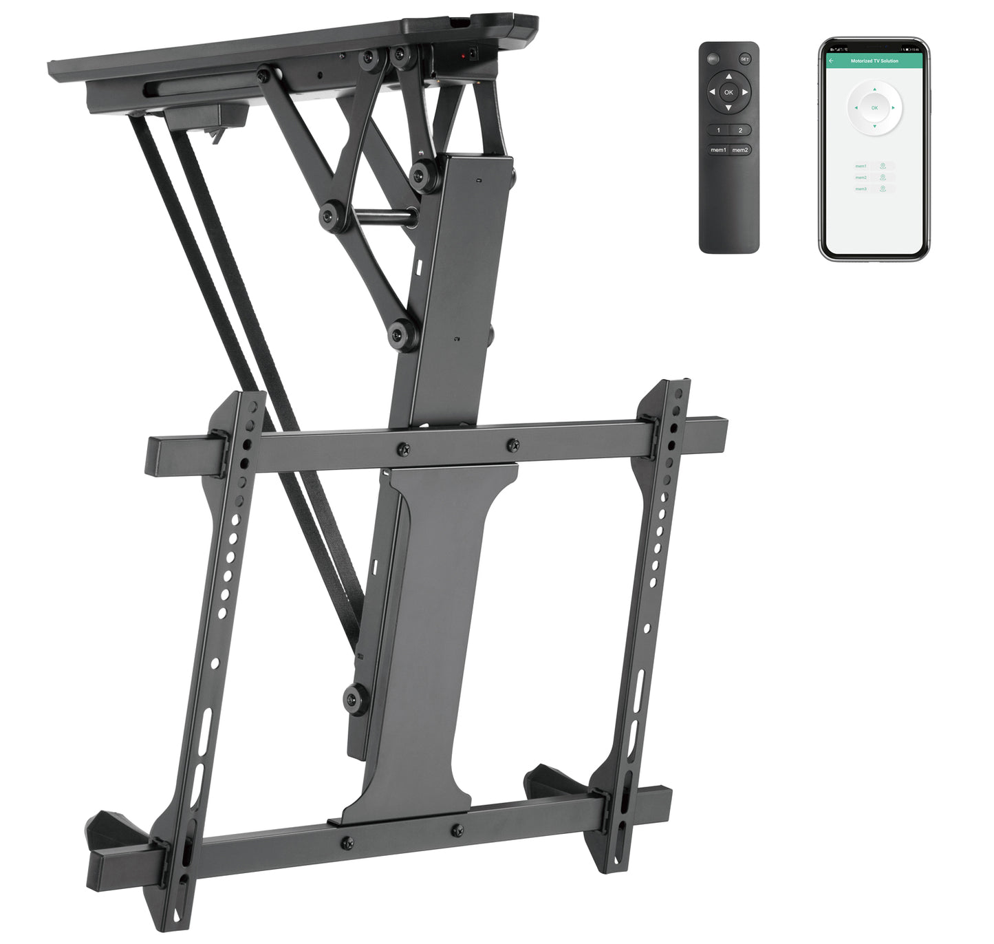 Supporto TV Motorizzato da Soffitto Inclinabile Integrazione Smart Home per TV da 32 a 70''