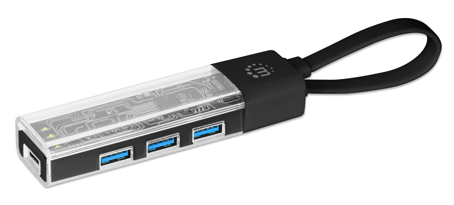 Hub Combo USB 3.2 USB-C™ e USB-A 4 Porte Nero Trasparente