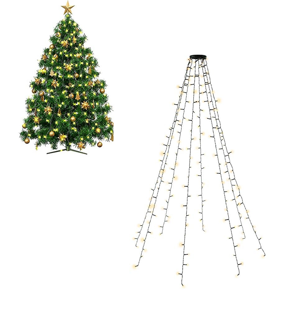 Catena Luminosa 200 Luci LED IP44 Bianco Caldo per Albero con Anello