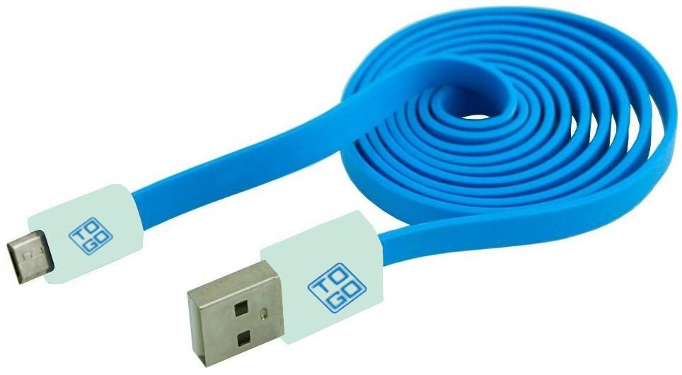 Cavo Flat USB AM a Micro USB M 1m Azzurro / Bianco