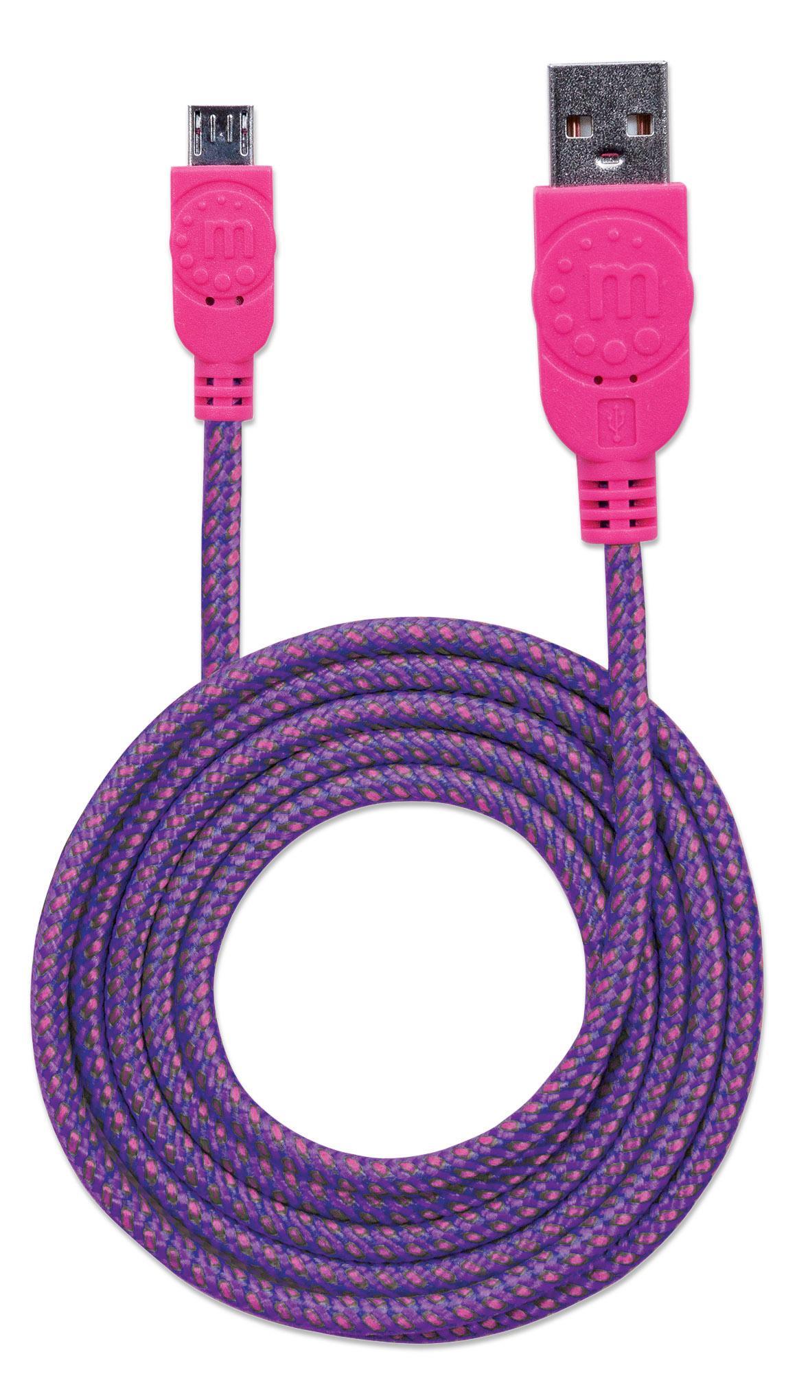 Cavo Micro USB Guaina Intrecciata USB/MicroUsb 1.8m Viola/Fucsia