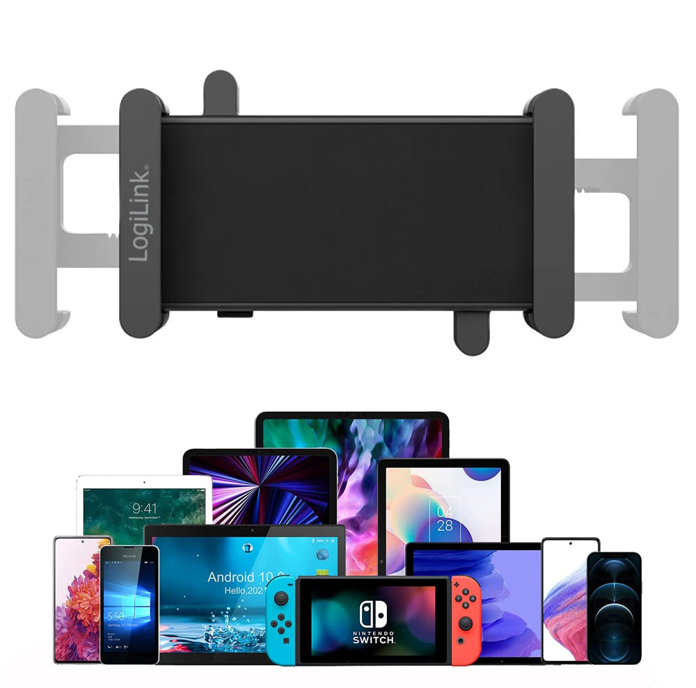 Supporto a Pinza VESA 75x75 per Smartphone e Tablet 4,7''-15'' 1kg max. Nero