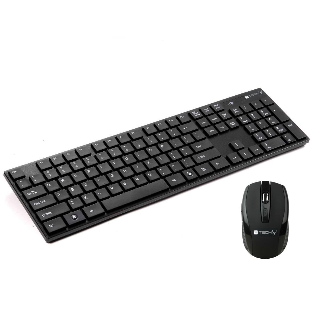 Kit Tastiera e Mouse 1600 Dpi Wireless Nero