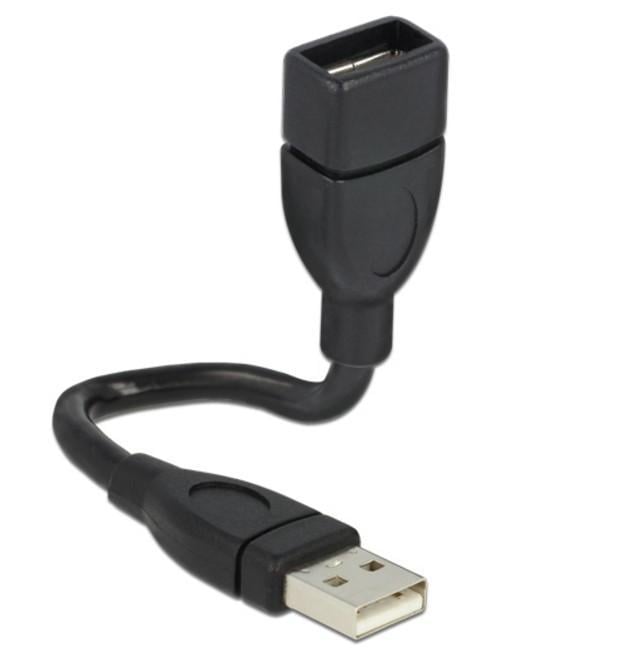 Cavo semi-rigido USB2.0 A Maschio / A Femmina 15cm Nero