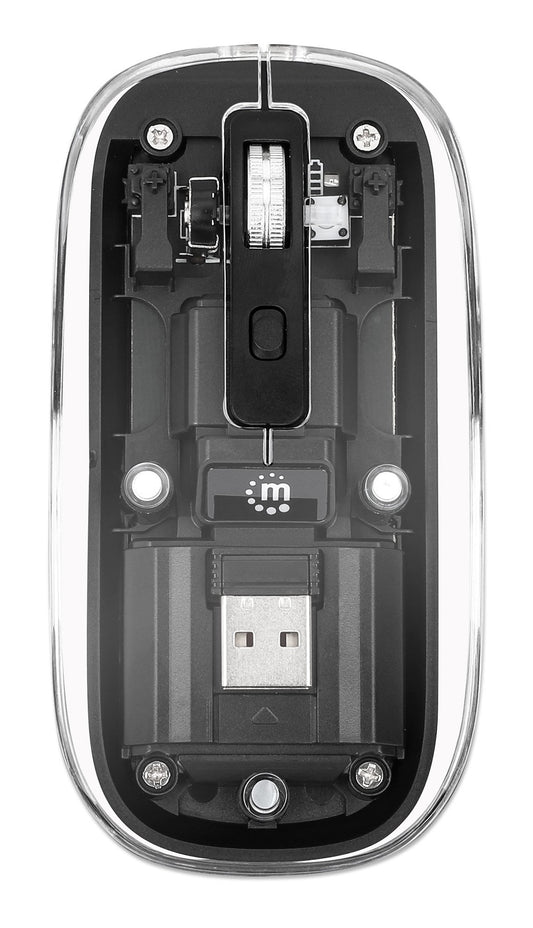 Mouse Ottico Wireless 1600 Dpi con Micro Ricevitore USB Nero Trasparente
