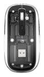 Mouse Ottico Wireless 1600 Dpi con Micro Ricevitore USB Nero Trasparente