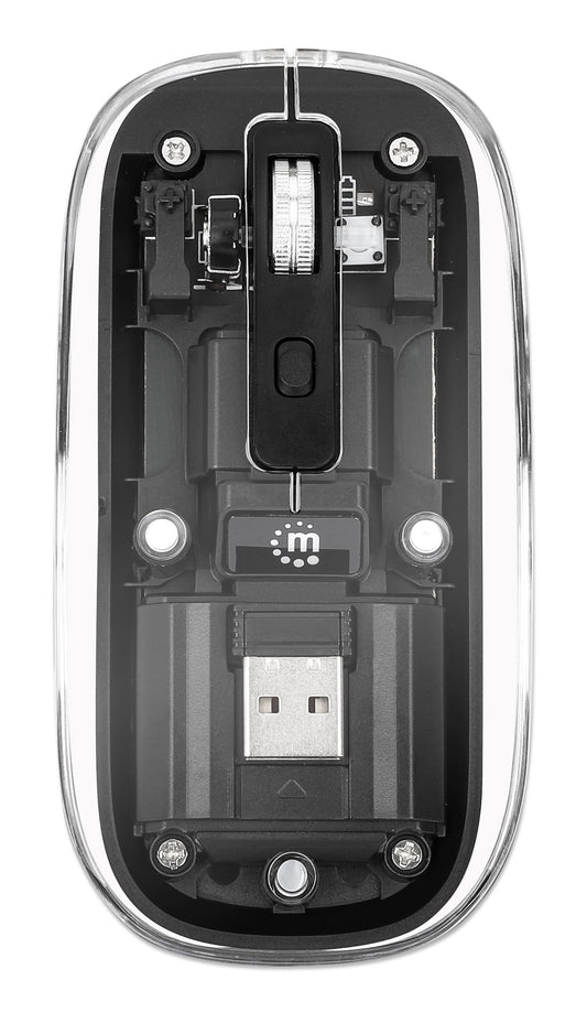 Mouse Ottico Wireless 1600 Dpi con Micro Ricevitore USB Nero Trasparente