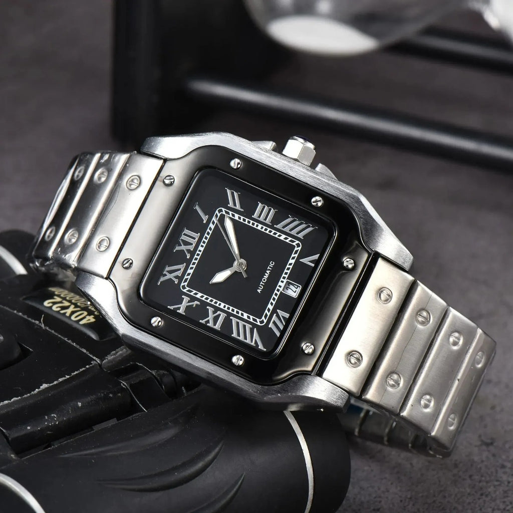 Orologio da Uomo in Acciaio con Quadrante Quadrato - colore nero