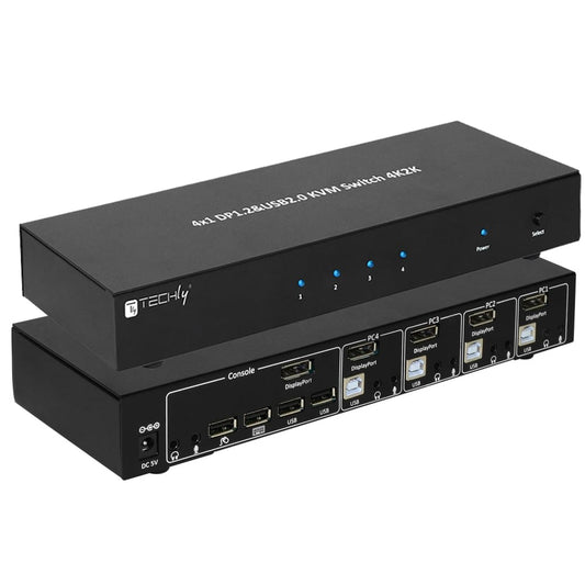 Switch KVM DisplayPort  1.2 e USB 2.0 4 porte con hub e audio