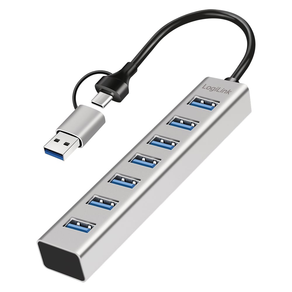 Hub USB 3.2 7 porte USB-A Alluminio Silver