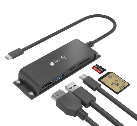 Docking Station 5 in 1 USB-C Hub HDMI con Lettore Micro SD/SD