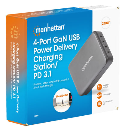 Stazione di Ricarica USB-C Power Delivery 4 Porte GaN 240W / PD3.2