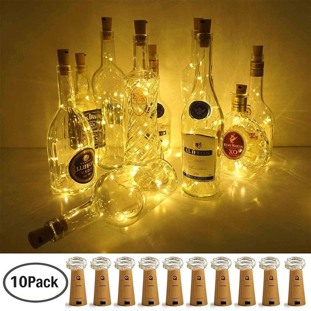 10 Strip da 20 LED Bianco Caldo per Bottiglie