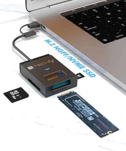 Adattatore USB-A/USB-C a NVME/SATA M.2 con Lettore Memorie SD/TF