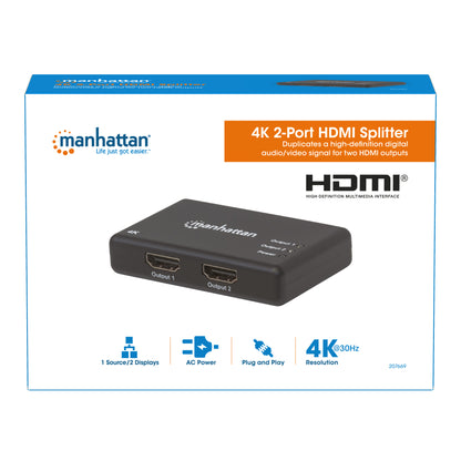Splitter HDMI 4K UHD 3D con LED 2 vie