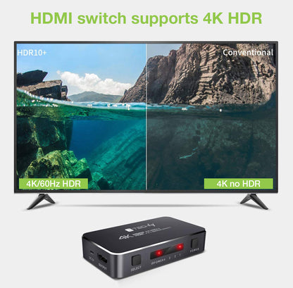 Switch HDMI 2.0b 3in 1out 4K HDR HDCP2.2 con Telecomando