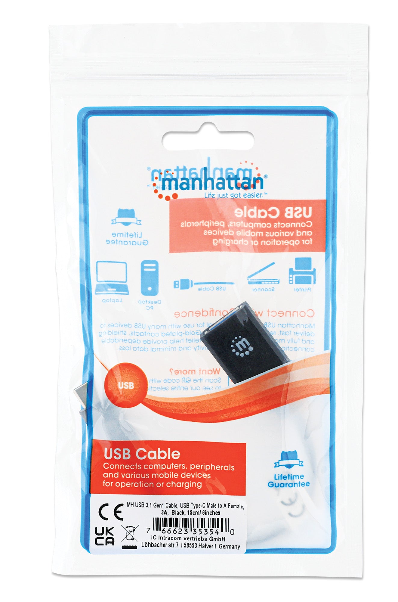 Cavo Superspeed USB A Femmina USB-C Maschio 15cm Blu