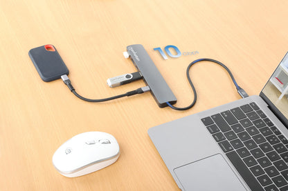 Hub 7 porte USB3.2 10G/5G 4x USB-C + 3x USB-A con Power Delivery