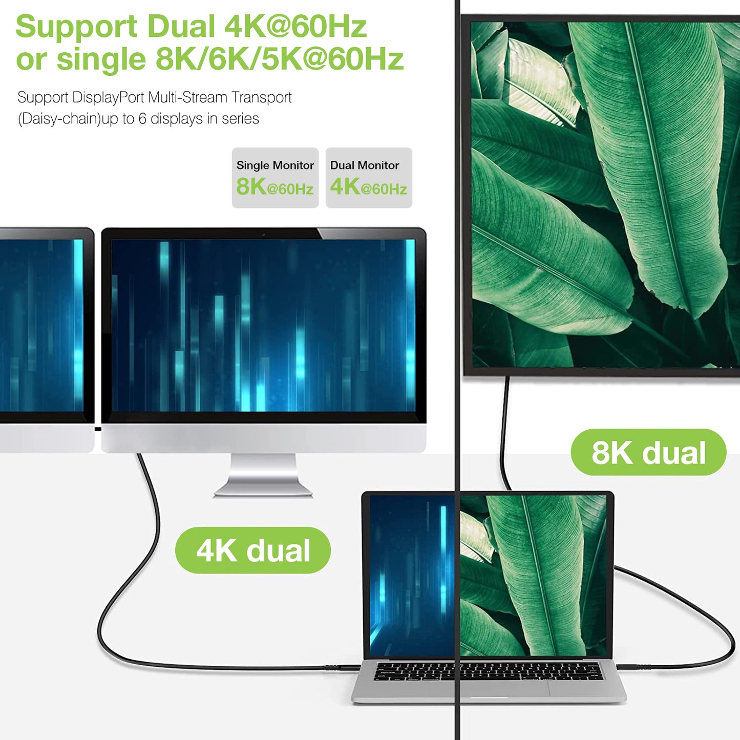 Cavo USB 4 Gen 3 Type-C Thunderbolt M/M E-Mark 8K 40Gbps 100W PD 0,8m Nero