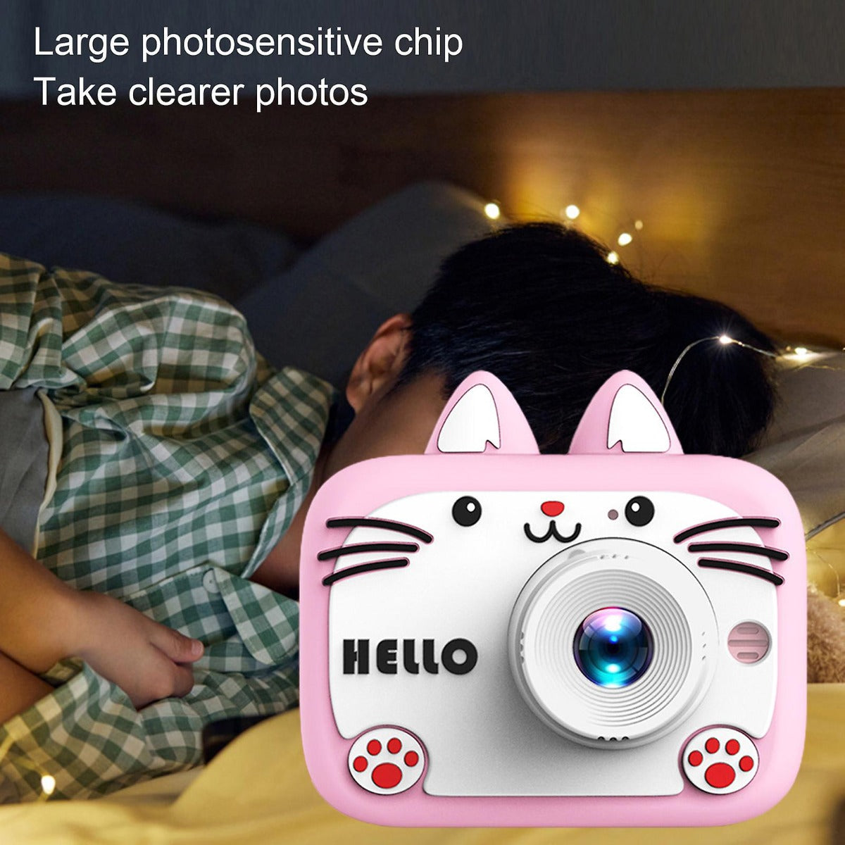Fotocamera Digitale per Bambini X900 - Design a Forma di Gatto, HD, Selfie e Video Macro