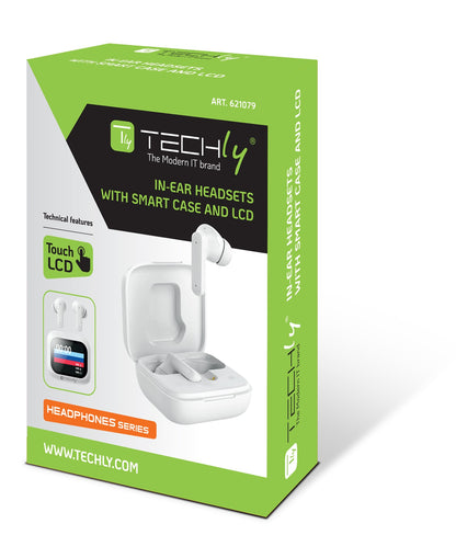 Cuffie Auricolari BT con Custodia Smart Touch Screen LCD Cancellazione Attiva del Rumore ANC